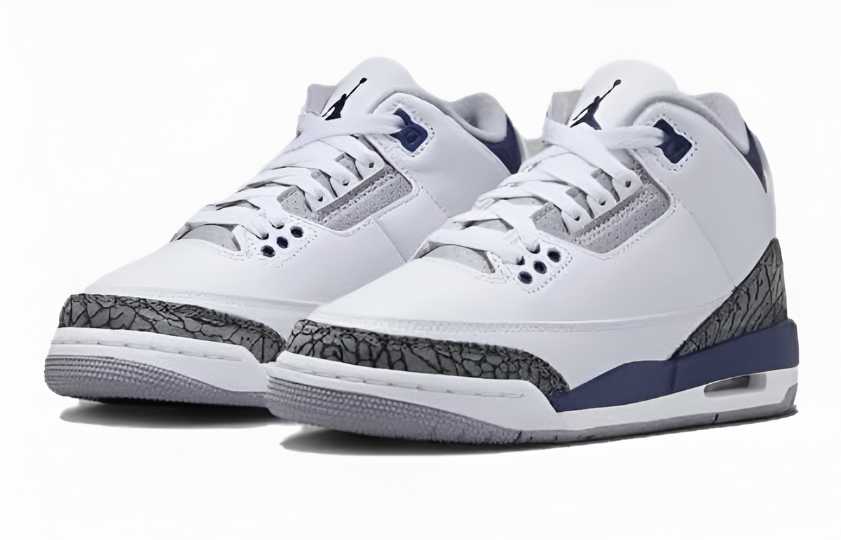 Jordan Big Kid 3 Retro Blanco/Azul marino medianoche